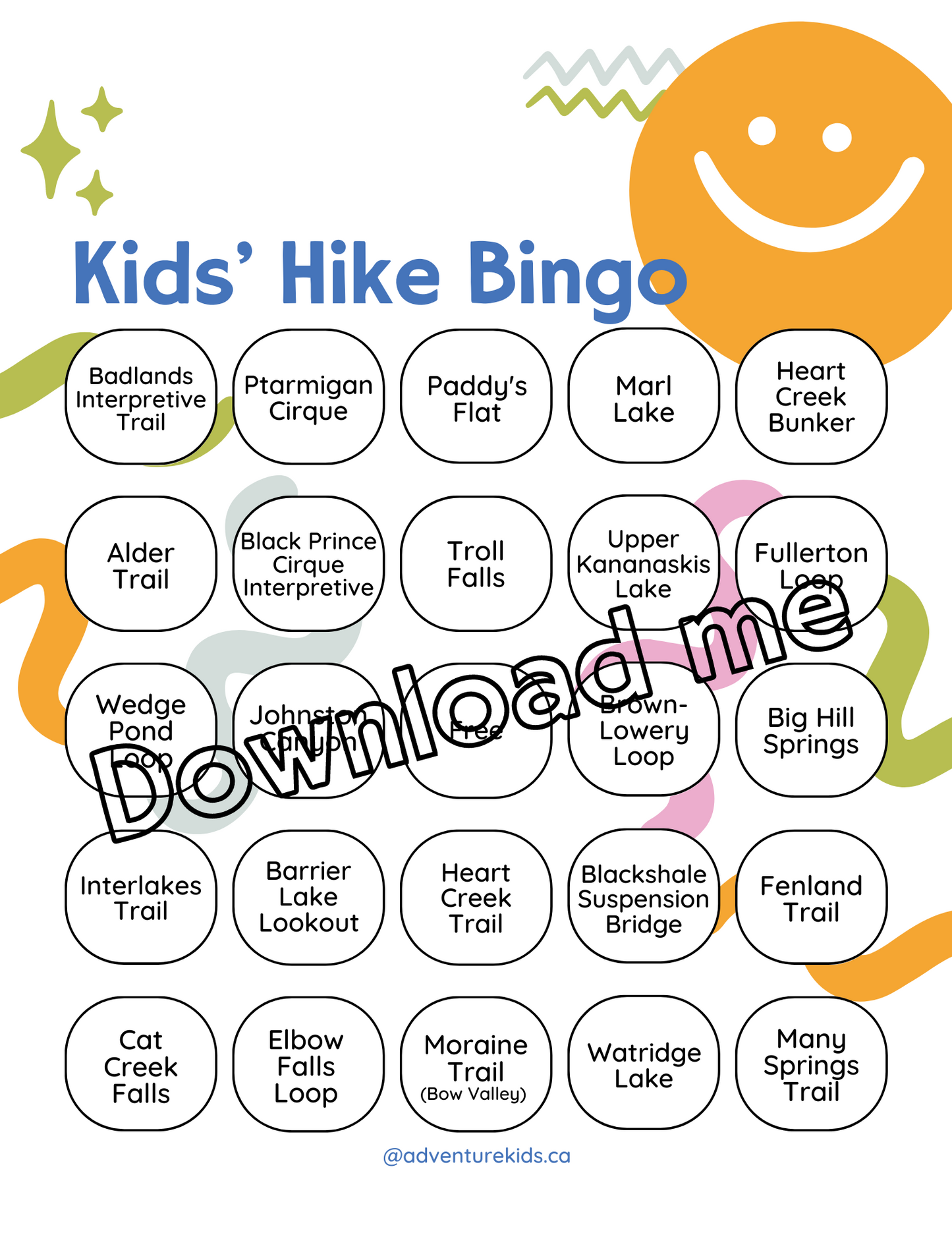 Hiking Bingo Printable - by Location