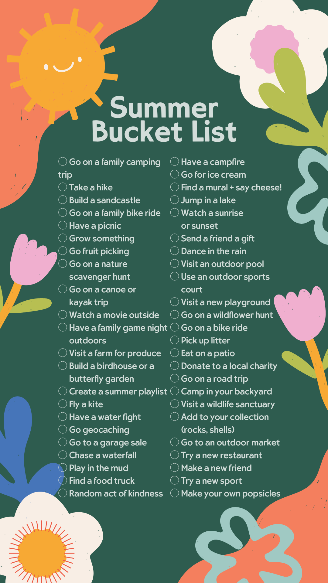 Summer Bucket List Printable